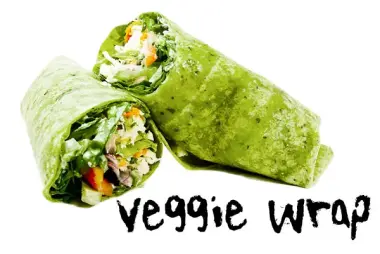 menu photo of veggie wrap in a green spinach tortilla