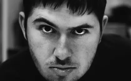 close up image in black and white of a man