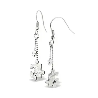 silver puzzle piece earrings